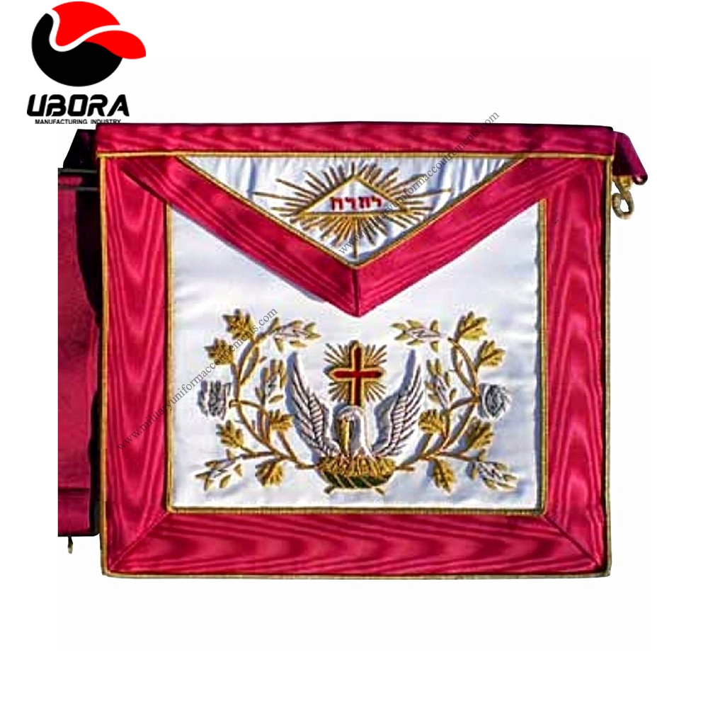 Masonic Scottish Rite AASR Silk cardinal red apron 18th degree Hand Embroidered